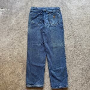 Carhartt Jeans Mens 35x32 Blue Denim Relaxed Fit Cotton Workwear B160 DST
